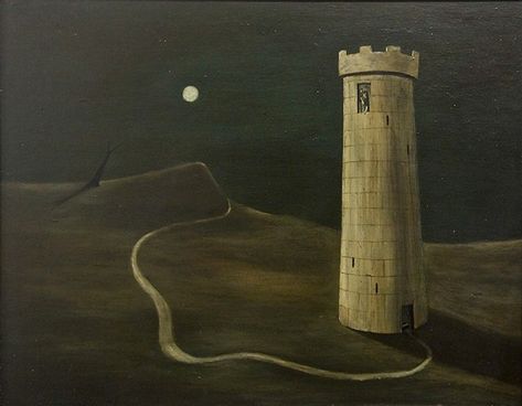 Gertrude Abercrombie (1909-1977) .- The Ivory Tower, 1945 Gertrude Abercrombie, Ivory Tower, Green Queen, Chicago Artists, Plexus Products, Surrealism, Canvas Giclee, 20th Century, Canvas Art Prints