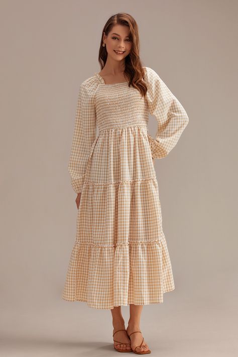 Cream Midi Dress, Solid Midi Dress, Solid Maxi Dress, Vintage Boho Fashion, Tan Plaid, Midi Shift Dress, Chiffon Midi Dress, Tiered Midi Dress, Cotton Midi Dress