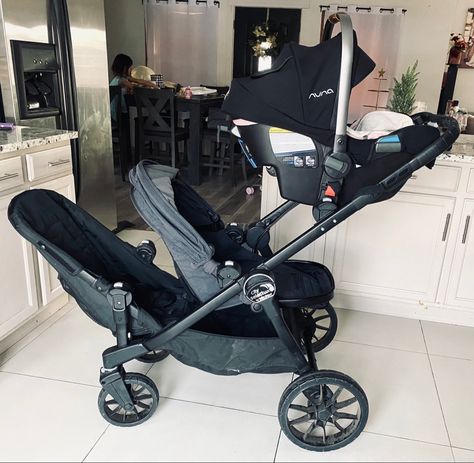 City select lux double stroller converted into a triple! 🙃 City Select Triple Stroller, Double Stroller For Baby And Toddler, Triplet Stroller, City Select Double Stroller, Double Stroller For Twins, Stroller Hacks, Triple Stroller, Baby Doll Furniture, Toddler Stroller