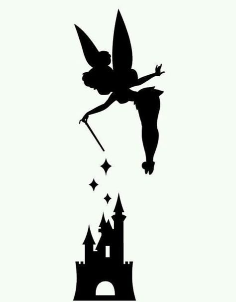 Tinker Bell and Disney's Castle Pumpkin Stencil Pumpkin Carving Disney Stencils, Disney Pumpkin Stencils, Disney Castle Silhouette, Disney Princess Silhouette, Silhouette Disney, Disney Poster, Castle Silhouette, Disney Pumpkin Carving, Disneyland Castle