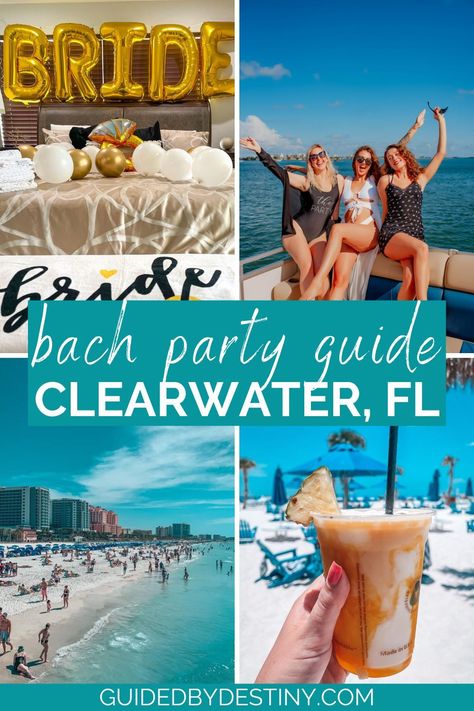 If you're looking for the ultimate Clearwater Beach bachelorette party guide, look no further! This post includes the best things to do in Clearwater Beach, where to stay in Clearwater Beach, fun nightlife in Clearwater Beach, the best restaurants in Clearwater Beach, and more. This guide is also great for girls weekend in Clearwater Beach. This Florida bachelorette location is perfect! Bachelorette Clearwater, Where To Eat In Clearwater Beach, Beach Bachelorette Locations, Florida Beach Bachelorette Party, Clearwater Bachelorette Party, Best Beach Bachelorette Locations, Clearwater Beach Bachelorette Party, Tampa Bachelorette Weekend, Florida Bachelorette Party Destinations