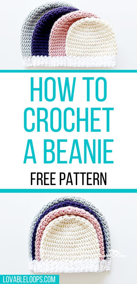 Crochet A Beanie For Beginners, Crochet A Beanie, Crochet Beanie Hat Free Pattern, Crochet Hats Free Pattern Ladies, Crochet Cat Beanie, Crochet Baby Hats Free Pattern, Beanie Pattern Free, Crochet Caps, Easy Crochet Hat Patterns