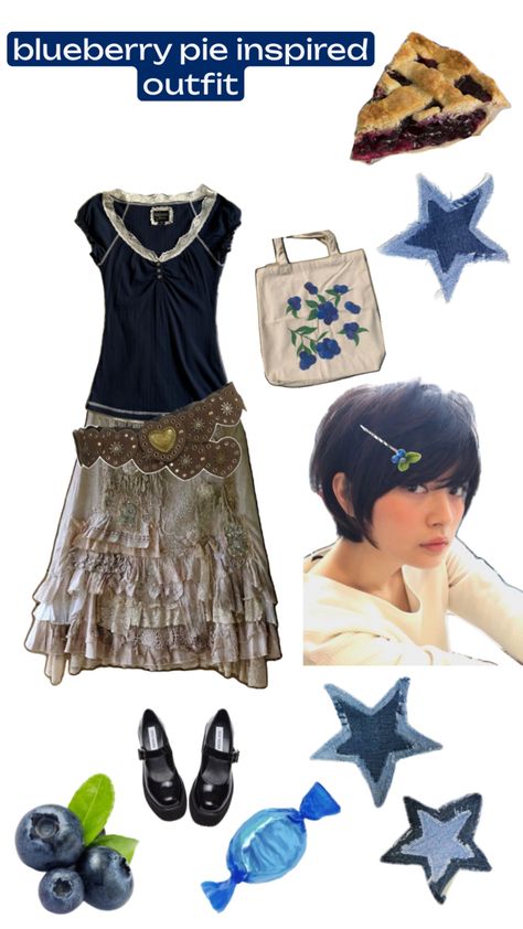 #outfit #blueberrypie #blueberry Blueberry Print Clothes, Blueberry Outfit, Blueberry Pie, + Core + Aesthetic, Themed Outfits, Dream Wardrobe, Aesthetic Clothes, Outfit Inspirations, Pie