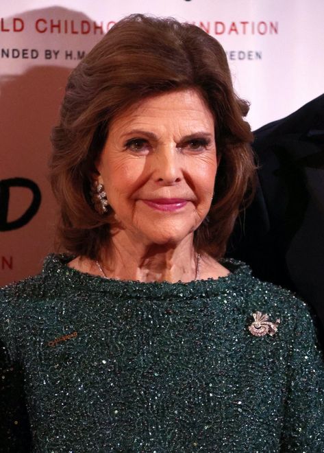 Gala Gold and Diamonds for Queen Silvia and Princess Madeleine in New York Queen Silvia Of Sweden, Queen Of Sweden, Royal Diamond, Navy Gown, Fundraising Gala, Monday Evening, Princess Madeleine, Statement Hoop Earrings, Queen Silvia