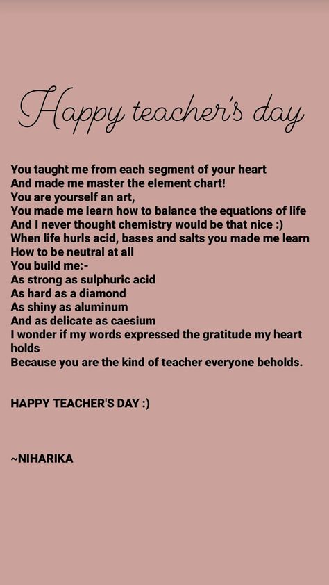 Don't copy 🚫 Teachers Day Poetry, Element Chart, Teacher Appreciation Quotes, Teacher Day, Appreciation Quotes, Happy Teachers Day, Mehndi Designs For Beginners, Teachers Day, Equations