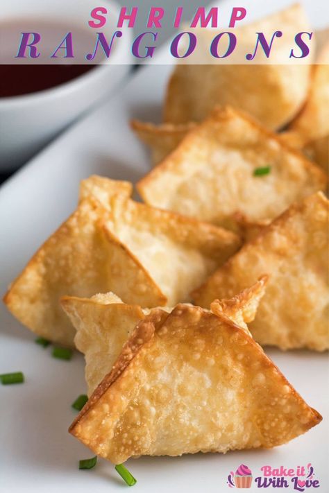 Shrimp Rangoon Recipe, Shrimp Rangoon, Wonton Filling Recipes, Baked Wontons, Wonton Wraps, Wonton Wrapper Recipes, Baked Crab, Rangoon Recipe, Shrimp Wonton