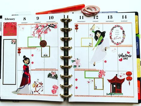 Planner Layouts, Planner Spread, Planner Layout, Planner Ideas, Lunar New Year, Layout Ideas, Lunar New, Mulan, Happy Planner