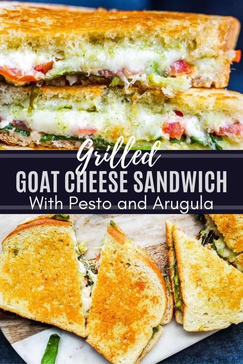 Pesto Cheese Sandwich, Grilled Goat Cheese, Sandwich With Pesto, Goat Cheese Sandwich, Gourmet Grill, Homemade Basil Pesto, Fancy Grilled Cheese, Cheese Sandwich Recipe, For Dinner