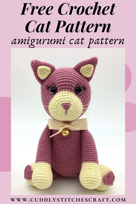 Diy Plushies, Cat Amigurumi Pattern, Yarn Animals, Easy Amigurumi Pattern, Cat Crochet, Crochet Cat Pattern, Cat Amigurumi, Crochet Amigurumi Free Patterns, Crochet Amigurumi Free