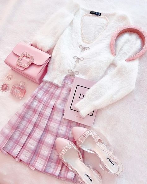 All Posts • Instagram Pink Academia Outfits, Hyper Feminine Aesthetic Outfits, Coquette Fits, Feminine Aesthetic Outfits, Light Outfits, Light Academia Outfit, Coquette Academia, Fluffy Top, Coquette Doll