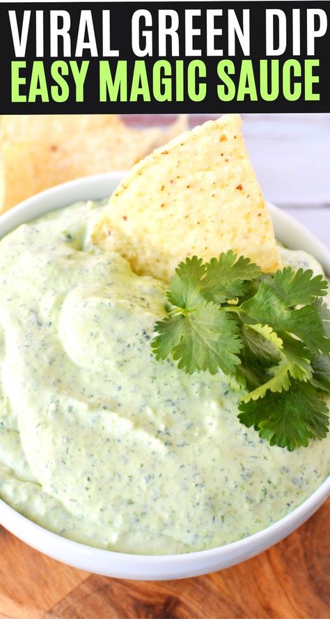 Guacamole Ranch Dip, Cilantro Cream Cheese Dip, Green Dips Recipe, Cilantro Dip Recipe, Green Chip Dip, Green Dipping Sauce, Mexican Chip Dip Recipes, Cream Cheese Cilantro Dip, Mamacitas Green Sauce Recipe