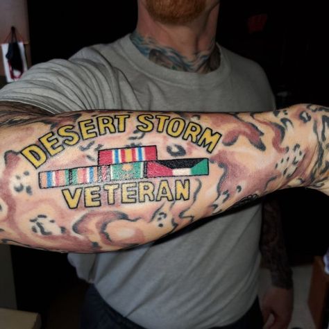 Veteran Ink on X: "How many Desert Storm Veterans are a part of our Vet Ink Fam? #desertstorm #veterans #veterantattoo #veteranink #veteranlife #veteranink #militarytattoo https://t.co/dGUBjnv0mu" / X Veteran Tattoo, American Flag Sleeve Tattoo, Navy Humor, Storm Tattoo, Army Tattoos, Honoring Veterans, Military Tattoos, Vietnam Vets, Desert Storm