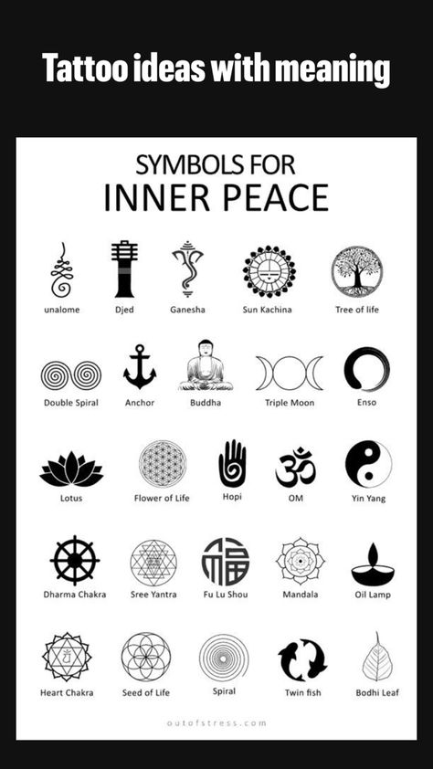 This is a collection of various tattoo symbols for inner peace.  #tattooart #peace #symbols Inner Peace Symbol Tattoo, Inner Peace Symbol, Inner Peace Tattoo, Meaningful Symbol Tattoos, Flower Of Life Tattoo, Peace Tattoos, Chinese Symbol Tattoos, Peace Symbols, Peace Fingers