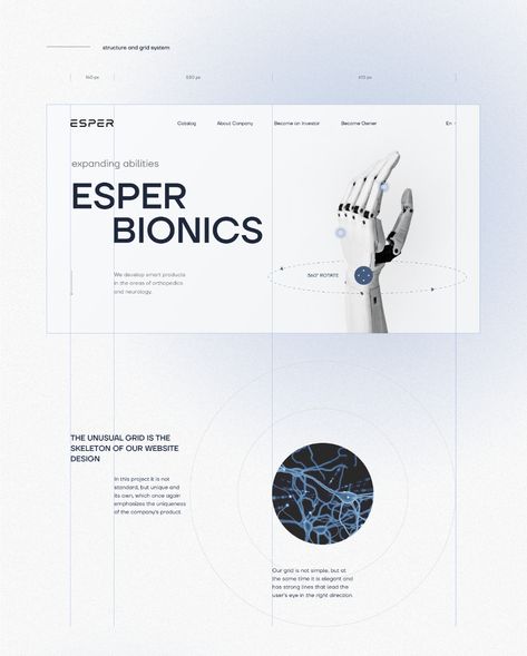 Esper Bionics | Technology Website Redesign Concept on Behance Tech Blog Design, Future Website Design, Web Design Technology Website, Lab Website Design, Website Design Futuristic, Scientific Website Design, Technology Website Design Inspiration, Technical Website Design, Science Website Design