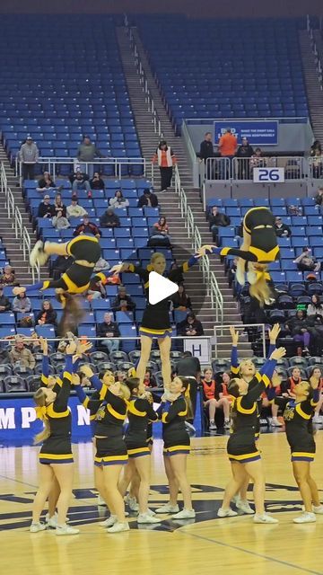 Moapa Valley High Cheer on Instagram: "Our halftime routine pyramid sequence from state basketball!" Level 2 Pyramid Cheerleading, Middle School Cheer Pyramids, 10 Person Pyramid Cheer, Cheer Stunts High School Pyramid, Cheerleading Pyramids High School, Cheer Pyramids With 4 Stunt Groups, Cheer Pyramids High School, High School Cheer Stunts, Cheer Stunts High School