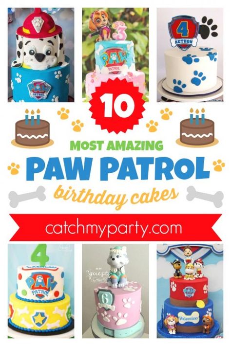 Feast Your Eyes on the 10 Most Amazing Paw Patrol Cakes | CatchMyParty  #catchmyparty #partyideas #pawpatrol #pawpatrolbirthdayparty  #pawpatrolbirthdaycakes #birthdaycakes Skye Paw Patrol Cake Ideas, Paw Patrol 4th Birthday Cake, Simple Paw Patrol Cake, Paw Patrol Birthday Cakes, Paw Patrol Theme Cake, Paw Patrol Cake Ideas, Paw Patrol Chase Cake, Paw Patrol Cakes, Paw Patrol Party Cake