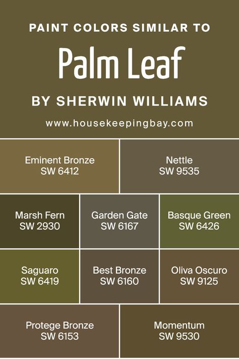 Colors Similar to Palm Leaf SW 7735 by Sherwin Williams Ferns Garden, Green Paint Colors, Green Paint, Garden Gates, Coordinating Colors, Palm Leaf, Sherwin Williams, Palm Leaves, Earthy Tones