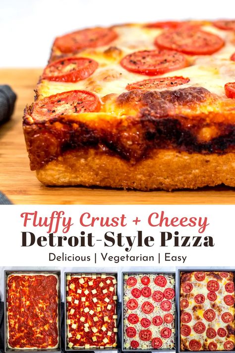 Detroit Style Pizza Recipe, Thick Crust Pizza, Deep Dish Pizza Recipe, Delicious Pizza Recipes, Best Pizza Dough, Soft Bread, Pizza Fatta In Casa, Pizza Crust Recipe, Pizza Recipes Homemade