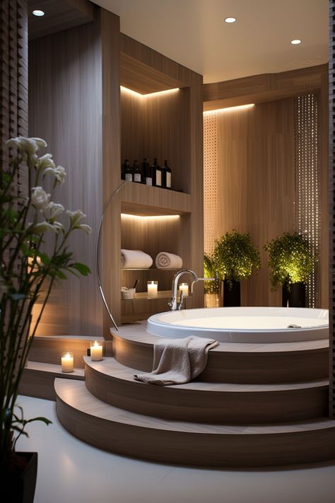 Spa Bathroom Design, Jacuzzi Room, Boho Living Room Inspiration, Home Spa Room, Classy Rooms, Beautiful Bedroom Decor, House Outer Design, House Essentials, Spa Room