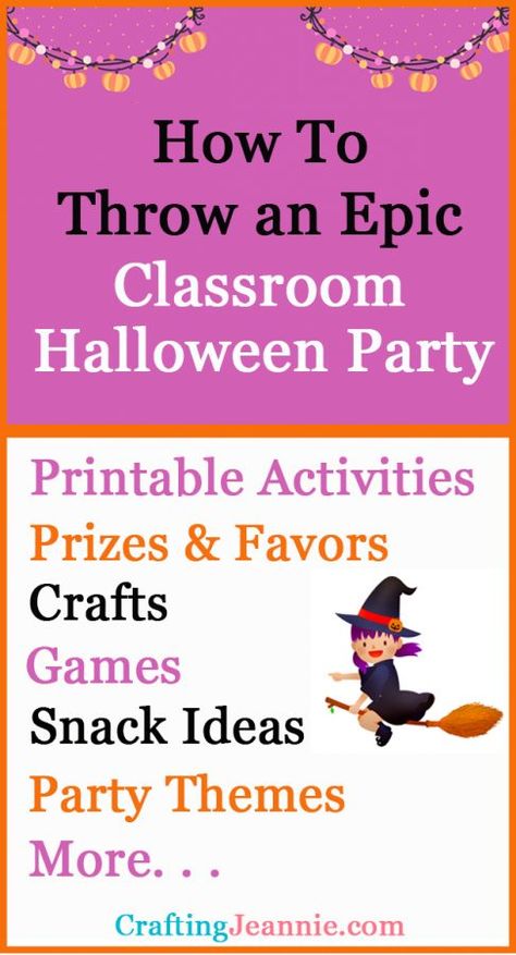 Throw an epic classroom Halloween Party. Everything you need for an amazing party: Halloween Party Themes, Halloween Party Games, Halloween Craft Templates & Printables, Halloween Printable Activities, Halloween Party Prizes & Halloween Favors, Halloween Snacks, & more. Halloween Themed Classroom Activities, Classroom Halloween Activities 3rd Grade, 3rd Grade Halloween Party Activities, 3rd Grade Class Party Games, 5th Grade Class Halloween Party Ideas, Halloween Prizes Ideas, 3rd Grade Party Games, Homeroom Mom Halloween Party, 2nd Grade Classroom Halloween Party