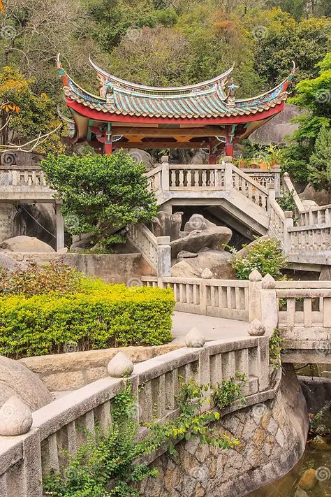 Stairs To Pavilion Against Mountain at Buddhist Temple, Xiamen, China Stock Photo - Image of green, buddhism: 116559276 China Temple, Xiamen China, Sofitel Hotel, China Image, Buddhist Temple, Xiamen, Buddhism, Framed Artwork, Temple