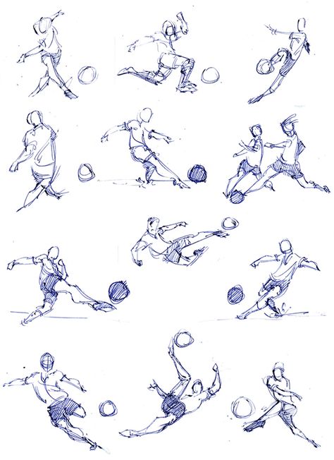 Soccer Animation, Football Player Drawing, Soccer Poses, Soccer Drawing, Football Poses, Football Drawing, Sports Drawings, Human Figure Sketches, Soccer Art