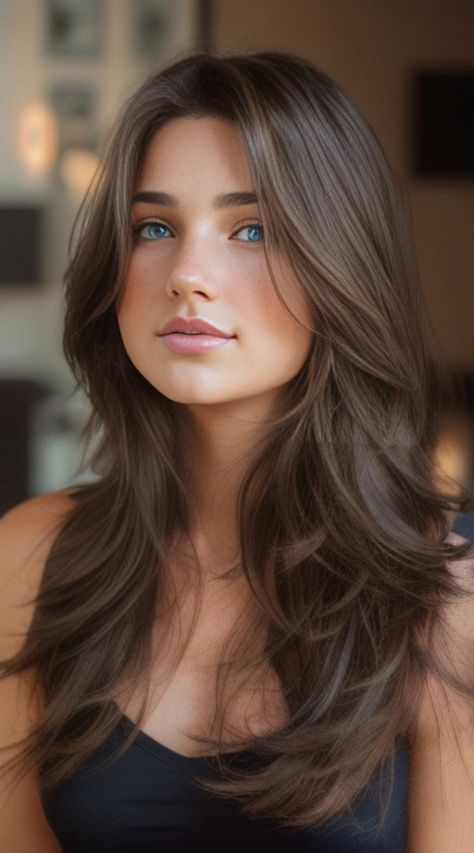 long hair with layers Layered Women’s Haircuts, Teen Girl Hair Cuts Long, Seamless Layers For Long Hair, Haircut For Long Hair Girl, Long Layered Haircuts Thick Hair, Cute Hair Cuts Long, Long Haircut Side Part Layers, Haircuts For Teen Girls Long, Long Layered Hair Front View