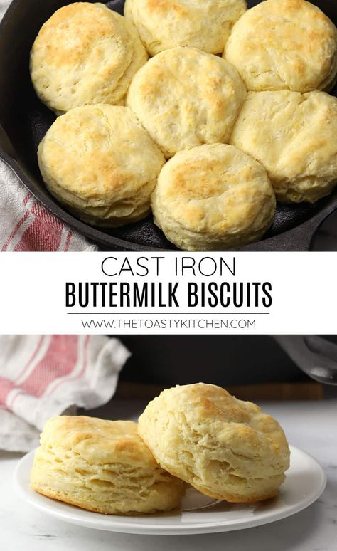 Cast iron buttermilk biscuits recipe by The Toasty Kitchen. Cast iron buttermilk biscuits are made from scratch and turn out buttery and tender, with irresistible flaky layers. In this post, I'll share tips and tricks to make the perfect batch of buttermilk biscuits every time. #buttermilkbiscuits #castironbiscuits #castiron #biscuitsrecipe #Homemadebiscuits #recipe Scratch Biscuits, Best Buttermilk Biscuits, Homesteading Hacks, Buttermilk Biscuits Easy, Best Homemade Biscuits, Southern Buttermilk Biscuits, Red Lobster Cheddar Bay Biscuits, Biscuits From Scratch, Homemade Buttermilk Biscuits