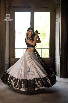 Lehengas Cream Lehenga, Lehenga Black, White Dress Classy, Classy Blouses, Lehenga Saree Design, Half Saree Lehenga, Indian Outfits Lehenga, Half Sarees, Lehenga Designs Simple