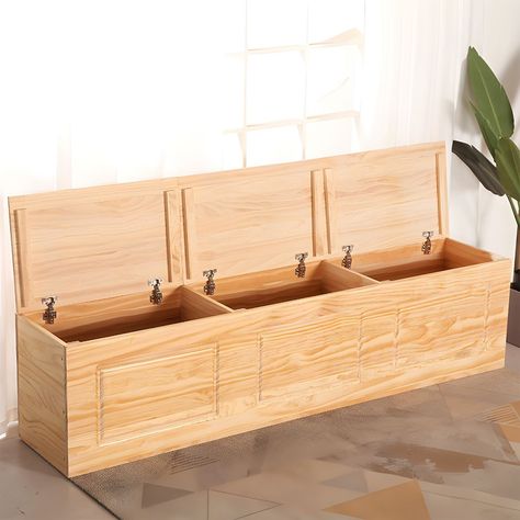 Contemporary Backless Storage Bench with Flip Top for Entryway - Natural Finish 59"L x 24"W x 16"H Benches Tree Coat Rack, Reception Sofa, Office Storage Cabinets, Kid Desk, Wardrobe Armoire, Bathtub Shower, Chair Style, Office Storage, Bistro Table