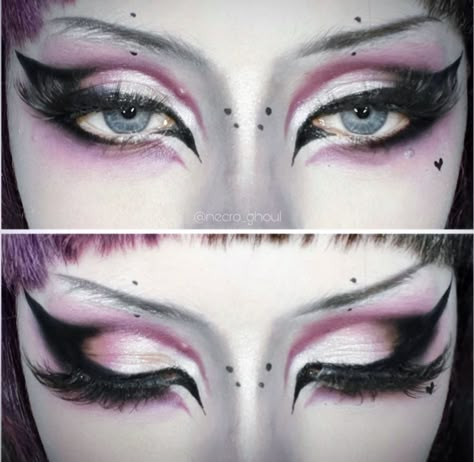 Goth Eye Looks, Purple Alt Makeup, Goth Eyeshadow Looks, Pastel Goth Makeup Looks, Trad Goth Eye Makeup, Goth Fairy Makeup, Colorful Goth Makeup, Purple Goth Makeup, Pink Goth Makeup