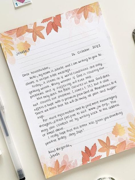 Letter Writing Design, Jw Service Ideas, Jw Letters Writing Ideas In English, Letter Writing Ideas Creative, Letter Writing Jehovah Witness, Jw Letter Writing Samples September Campaign, Jw Letter Writing Samples English, Jw Letter Writing Samples, Jw Sayings