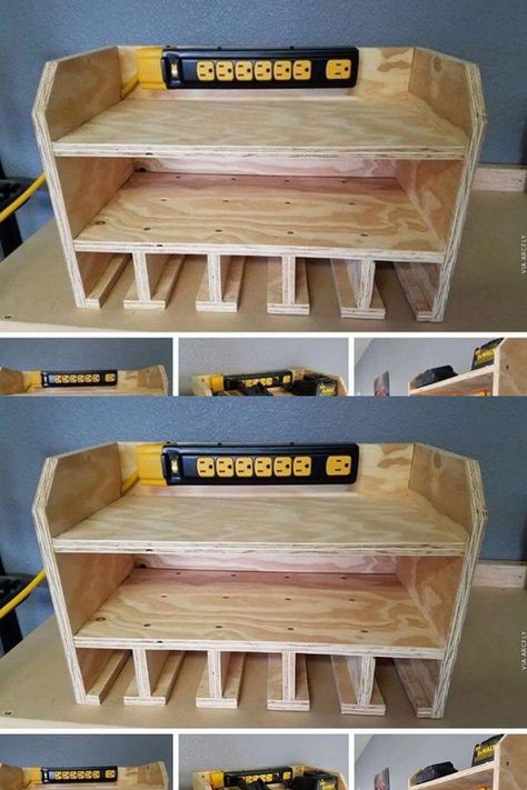 Storage / Charging Station for Drills Drivers Other Battery | Etsy Tool Shed Ideas, Battery Charging Station, Biscuit Joiner, Drill Storage, Outdoor Woodworking Plans, Drill Jig, Woodworking Plans Pdf, Shed Ideas, Tool Shed