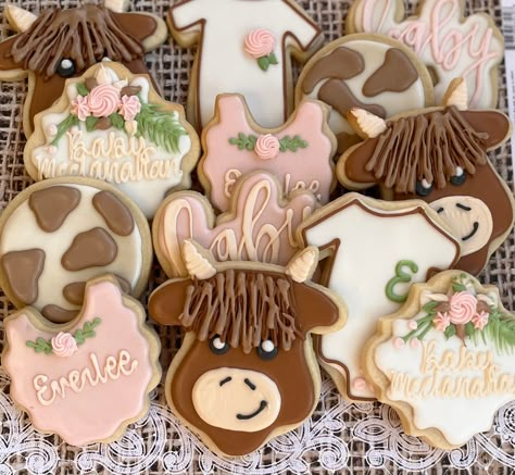 Highland Cow Baby Shower - Etsy Highland Cow Decorations, Highland Cow Baby Shower Cake, Hyland Cow Baby Shower Theme, Highland Cow Baby Shower Cookies, Highland Cow Cookies Decorated, Cow Baby Shower Cookies, Highland Cow Cookies, Highland Cow Baby Shower Theme, Highland Cow Birthday