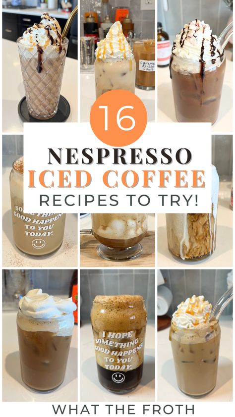 Nespresso Iced Coffee, Espresso Drink Recipes, Homemade Coffee Drinks, Iced Coffee Recipes, Nespresso Recipes, Icee Recipe, Cold Brew Coffee Recipe, Espresso Recipes, Nespresso Vertuo