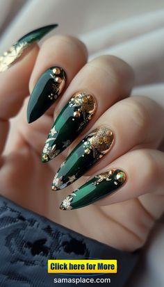 Hunter Green And Gold Nails, Greek Mythology Nails, Greek Goddess Nails, Greek Nails, Goddess Nails, Gold Nail Designs, Ancient Mythology, Thigh Tattoos Women, Paws And Claws