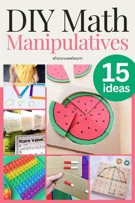 Homemade math manipulative for you to make at home for kids! These are such great ideas and perfect for supporting primary math skills for kids. How To Make Math Fun, Math Manipulative, Number Activities Preschool, Preschool Math Games, Skills For Kids, Educational Activities For Preschoolers, Creative Math, Math Patterns, Math Geek