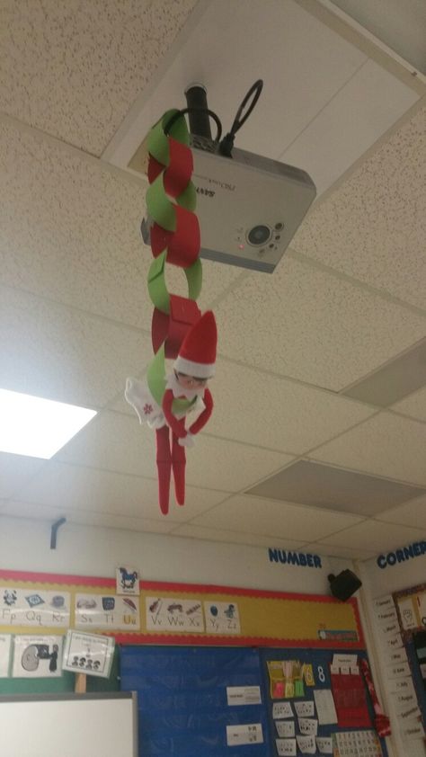 Elf On The Shelf Plastic Bag Parachute, Elf Decorations Christmas Classroom, Elf On The Shelf Classroom Entrance, Elf On The Shelf Ideas Classroom Welcome, Classroom Ideas For Elf On The Shelf, Elf In The Shelf School Ideas, Elf On Shelf Arrival Ideas Classroom, Elf Arrival Classroom, Elf On The Shelf Ideas For High School Classroom