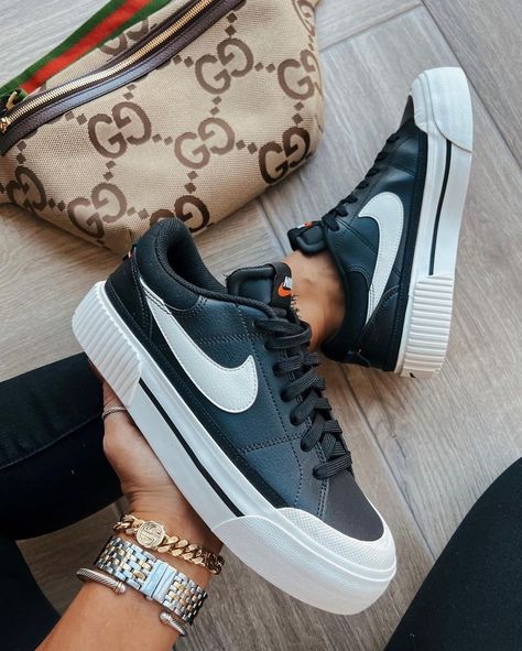 Nike Platform Sneakers, Nike Platform, Nike Court Legacy Lift, Court Legacy Lift, Nike Court Legacy, Nike Leather, Leather Joggers, Sneakers Outfit, Classic Sneakers