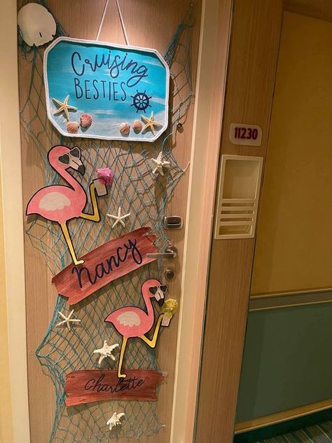 Cruise Door Decoration Ideas (Cabin Stateroom Decorations) - We Made This Life Royal Carribean Door Decorations, Cruise Door Decorations Carnival Ideas, Cruise Ship Door Decoration Ideas Diy, Cruise Decorations Doors, Cruise Room Decorations, Decorate Cruise Cabin Door Ideas, Carnival Cruise Door Decorations, Carnival Cruise Door Decorations Ideas, Cruise Door Ideas