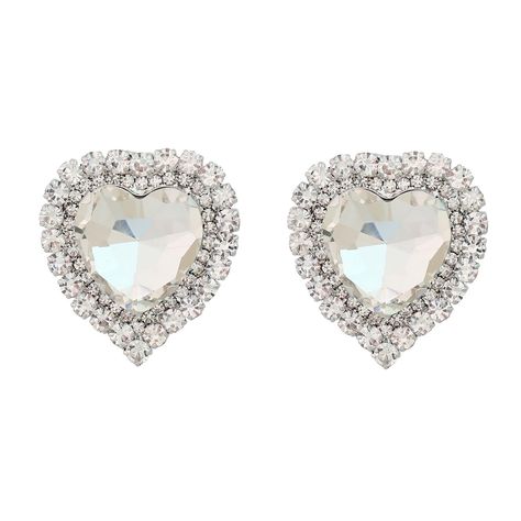 Classic Glass Crystal Heart Stud Earrings For Women Fashion Jewelry Trendy Girls' Collection