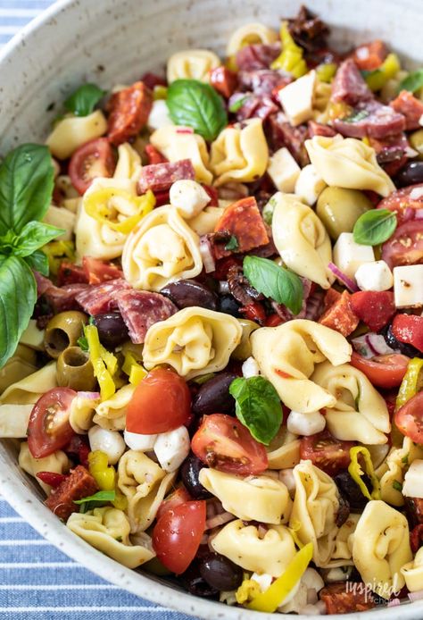 Pasta Salad Tortellini, Salad With Tortellini, Salad Tortellini, Unique Pasta Salad, Antipasto Pasta Salad, Antipasto Pasta, Crowd Recipes, Antipasto Recipes, Office Meals