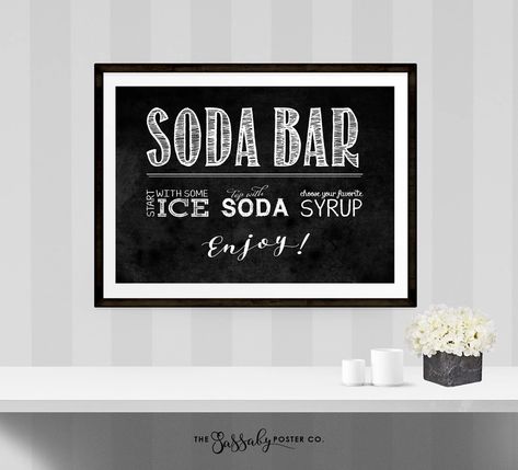 Soda Bar Poster INSTANT DOWNLOAD Printable Party Sign - Etsy Australia Movie Night Decorations, Soda Bar, Food Stand, Chalk Sign, Happy Hour Cocktails, Wedding Halloween, Bar Poster, Chalkboard Style, Bar Party