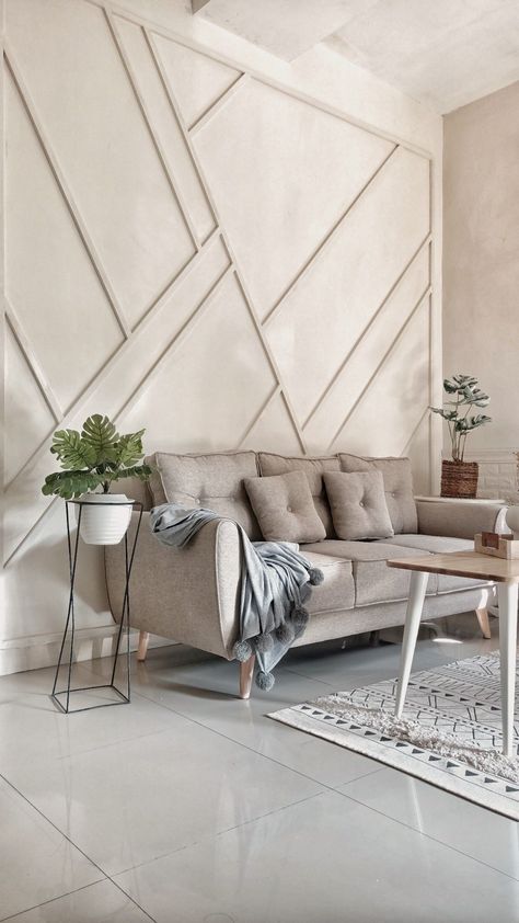 Luxury Scandinavian Interior, Wall Molding Living Room, Scandinavian Interior Living Room, Wall Molding Design, Tv Fal, Drawing Room Design, Living Room Wall Designs, House Wall Design, Drawing Room Interior