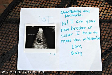 How to Tell the Kids You're Pregnant, from Serenity Now Baby Surprise Announcement, Baby Number 3, Pregnancy Announcement Sibling, Serenity Now, Baby F, Baby Pregnancy, Baby Announcements, Baby Prep, Baby Gender Reveal