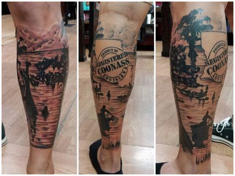 Swamp scene tattoo Louisiana Tattoo Sleeve, Louisiana Swamp Tattoo, Swamp Scene Tattoo, Cajun Tattoo Ideas, Bayou Tattoo, Louisiana Tattoos, Louisiana Tattoo Ideas, Swamp Tattoo, Louisiana Artwork