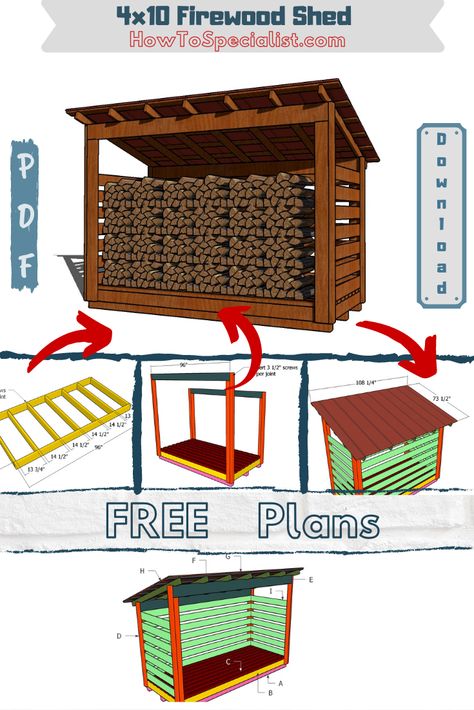 Firewood Lean To, Lean To Wood Shed Firewood Storage, Firewood Shed Plans, Log Shed, Firewood Storage Outdoor, Outdoor Firewood Rack, Camp Decor, Shed Plans 12x16, Carport Sheds