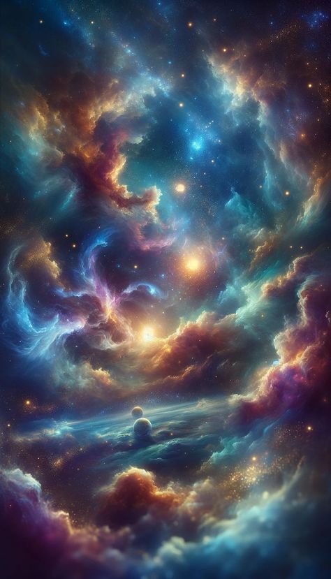 A breathtaking cosmic scene unfolds in this 4k Ultra HD wallpaper, where swirling nebulas in hues of blue, purple, and gold blend with the twinkling of countless stars. Distant celestial bodies float in the vastness of space, offering a stunning visual feast for the eyes and soul. Galaxia Wallpaper, Galaxy Hd, Nebula Wallpaper, Space Iphone Wallpaper, Ultra Hd Wallpaper, Until The End Of Time, Amoled Wallpapers, Nebulas, Space Artwork