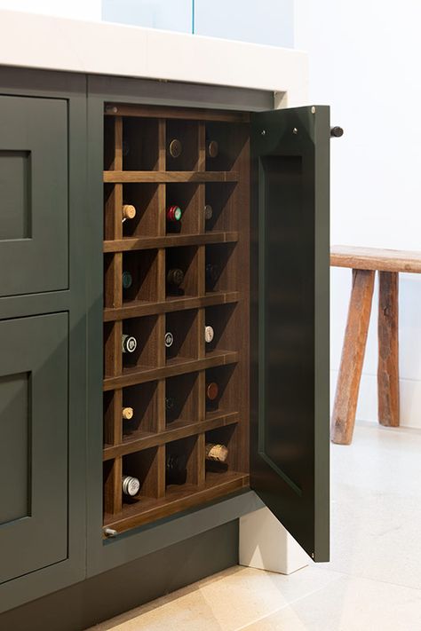 Storage - Roundhouse Wine Rack Cabinet Kitchen, Wine Rack Cabinet Insert, Wine Rack In Cabinet Built Ins, Inbuilt Wine Rack, Wine Cubbies In Kitchen, Wine Bottle Kitchen Storage, Kitchen Cabinet For Wine, Wine Shelf Design, Tall Wine Storage