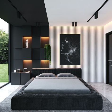 Royal Bedroom Design, Beautiful Bed Designs, Simple Bed Designs, Black Bedroom Design, Bed Interior, Minimalist Bed, Wooden Bed Design, Bedroom Wall Designs, Bed Design Modern